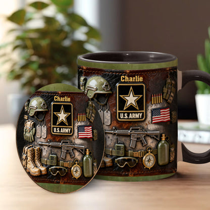 This We'll Defend - Personalized Veteran Accent Mug & Coaster