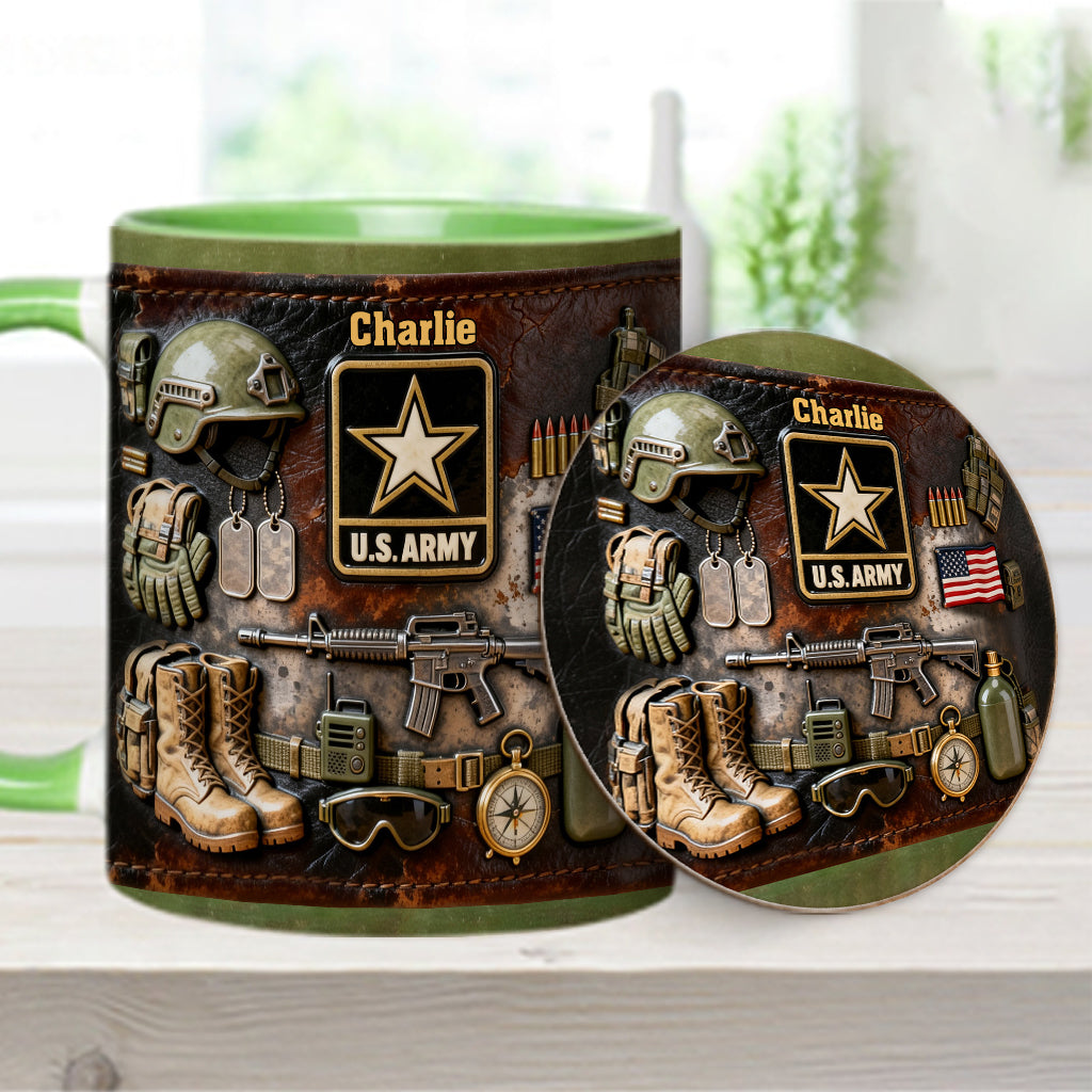 This We'll Defend - Personalized Veteran Accent Mug & Coaster