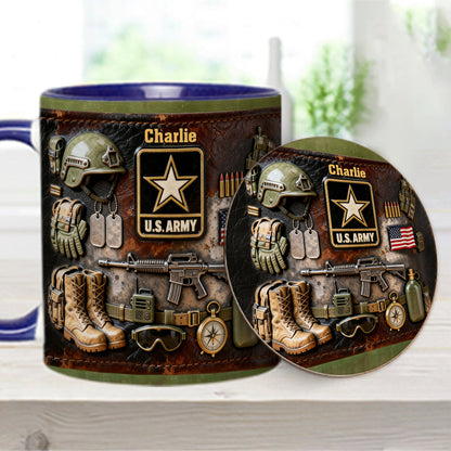 This We'll Defend - Personalized Veteran Accent Mug & Coaster