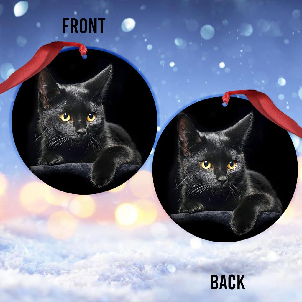 Cat Black Cat HHQZ0709015Y Circle - Cat Ornament (Printed On Both Sides) 1122