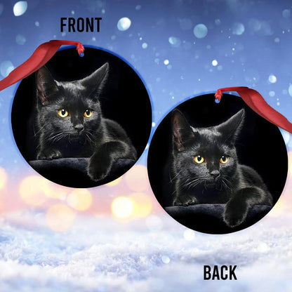 Cat Black Cat HHQZ0709015Y Circle - Cat Ornament (Printed On Both Sides) 1122
