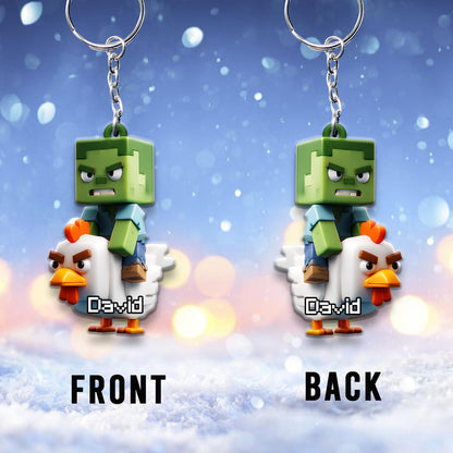 Chicken Jockey! - Personalized Block World Keychain