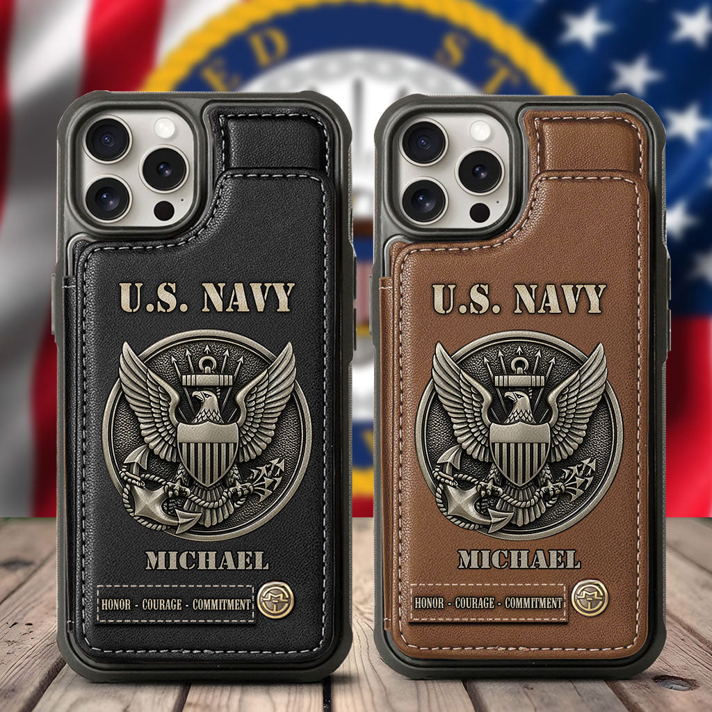 Honor, Courage, Commitment - Personalized Veteran Wallet Phone Case
