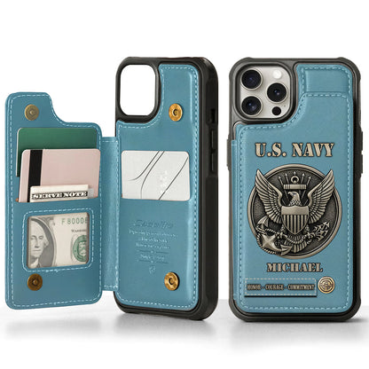 Honor, Courage, Commitment - Personalized Veteran Wallet Phone Case