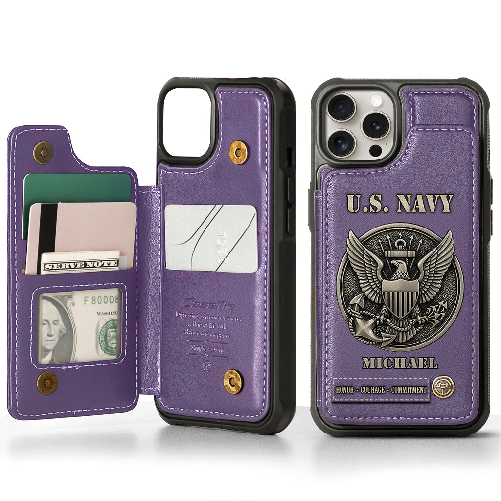 Honor, Courage, Commitment - Personalized Veteran Wallet Phone Case