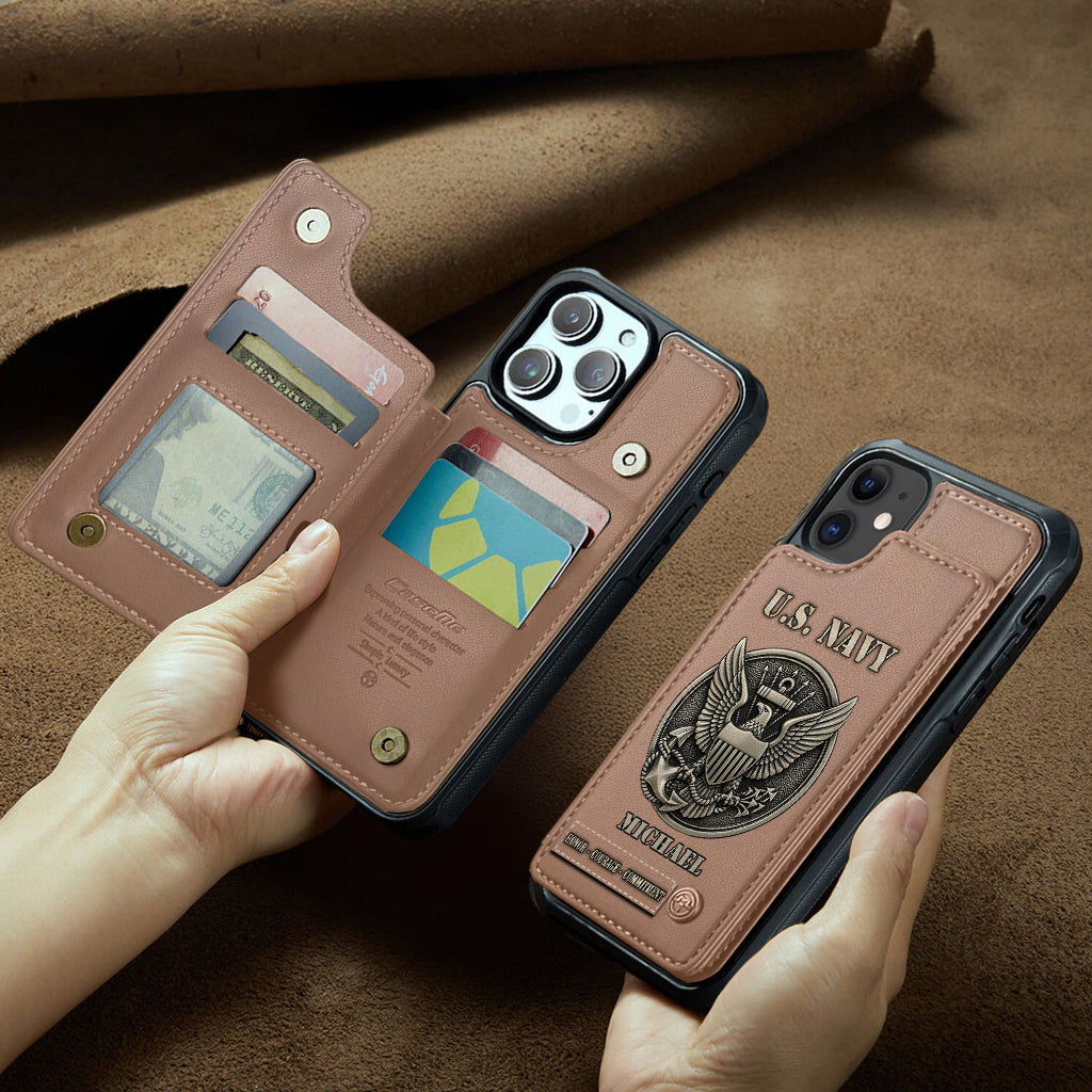 Honor, Courage, Commitment - Personalized Veteran Wallet Phone Case