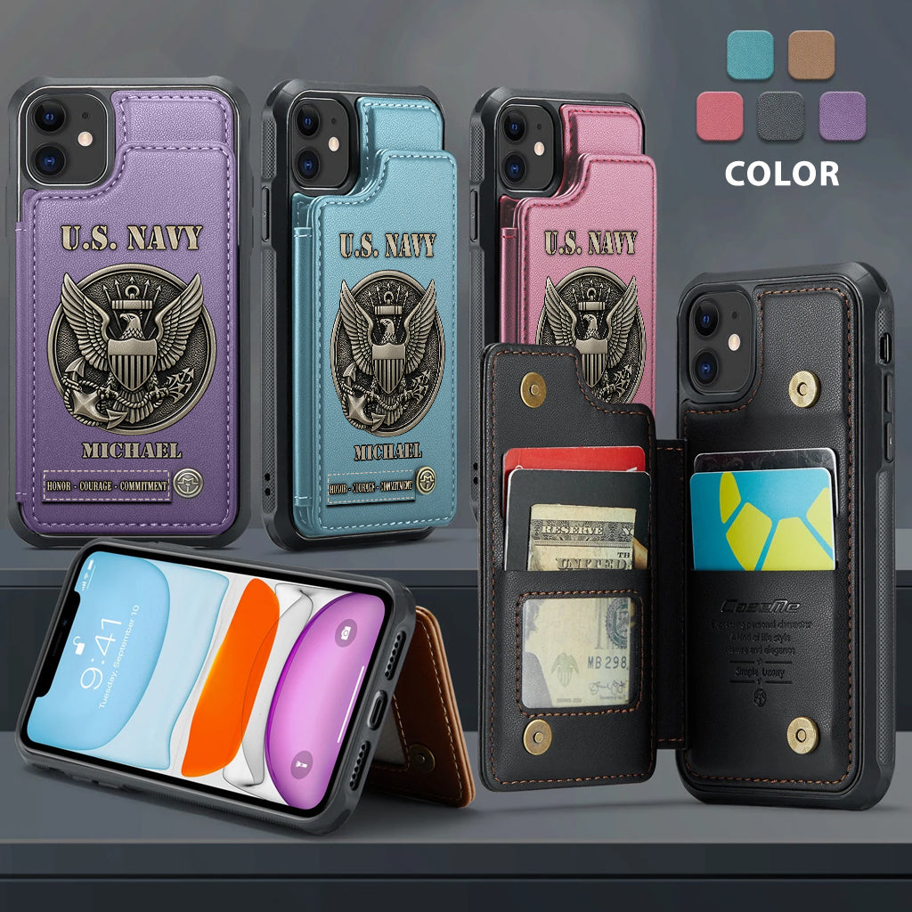 Honor, Courage, Commitment - Personalized Veteran Wallet Phone Case