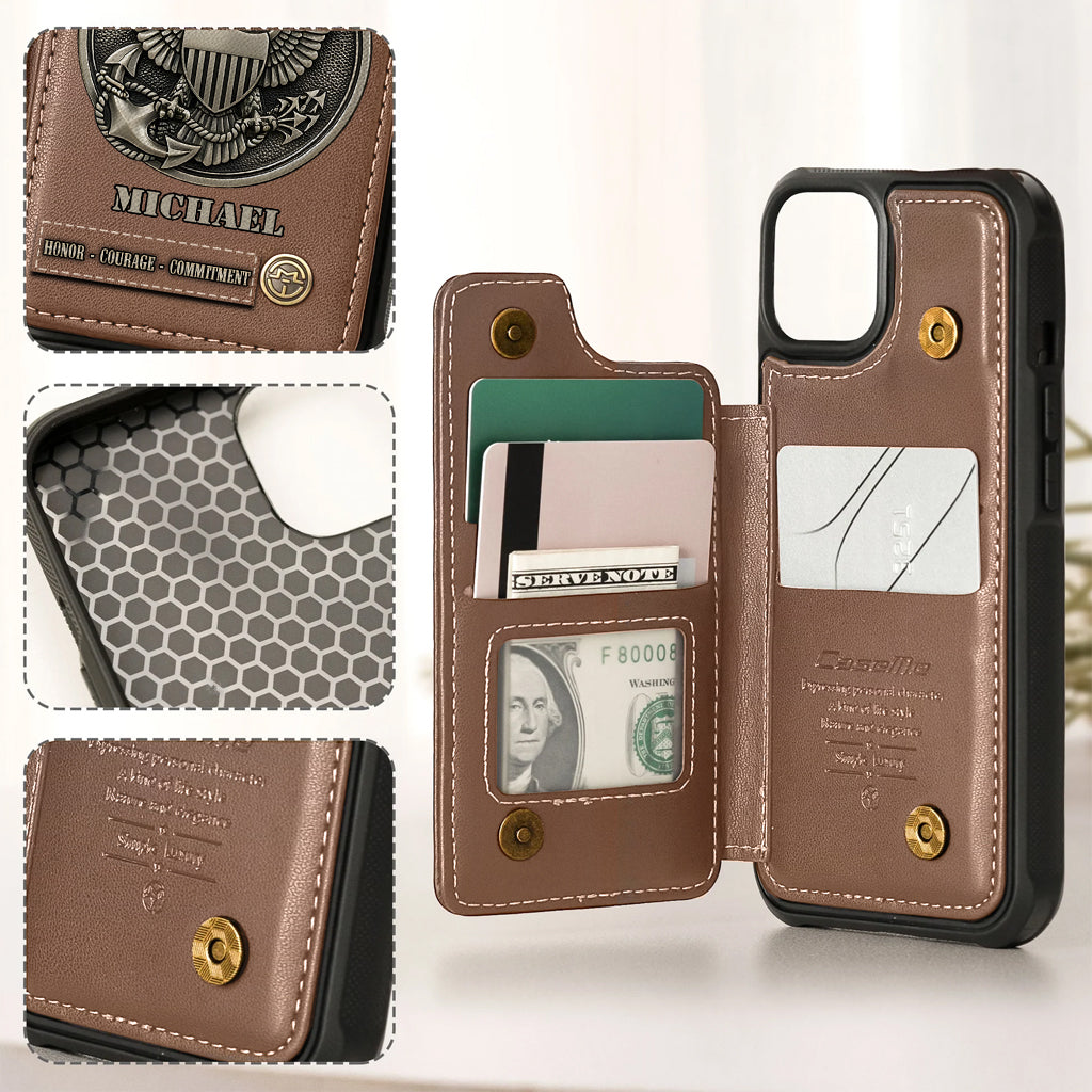 Honor, Courage, Commitment - Personalized Veteran Wallet Phone Case
