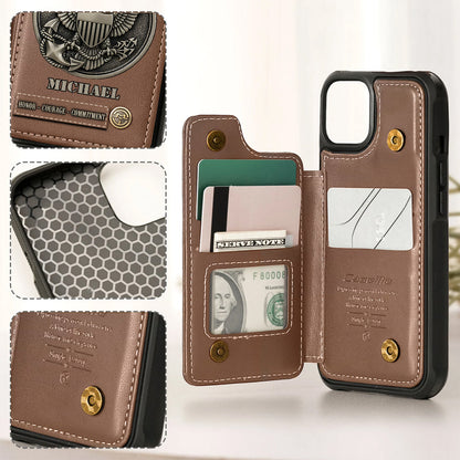 Honor, Courage, Commitment - Personalized Veteran Wallet Phone Case