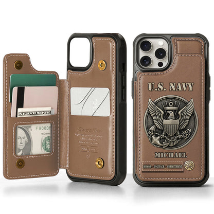 Honor, Courage, Commitment - Personalized Veteran Wallet Phone Case