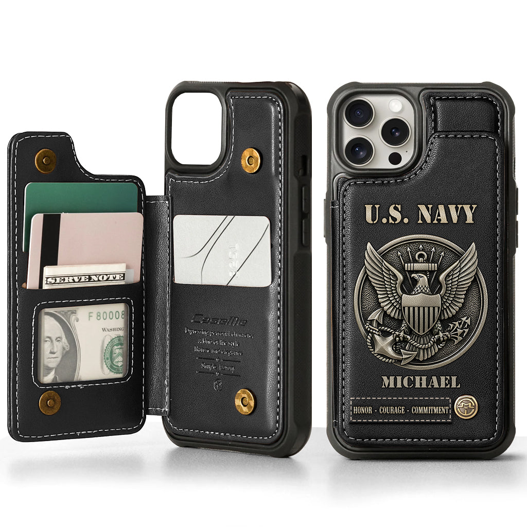 Honor, Courage, Commitment - Personalized Veteran Wallet Phone Case