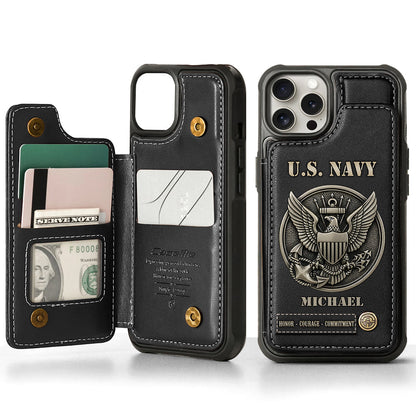 Honor, Courage, Commitment - Personalized Veteran Wallet Phone Case