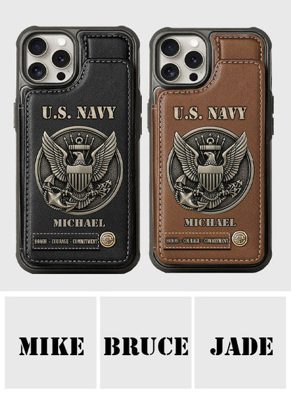 Honor, Courage, Commitment - Personalized Veteran Wallet Phone Case
