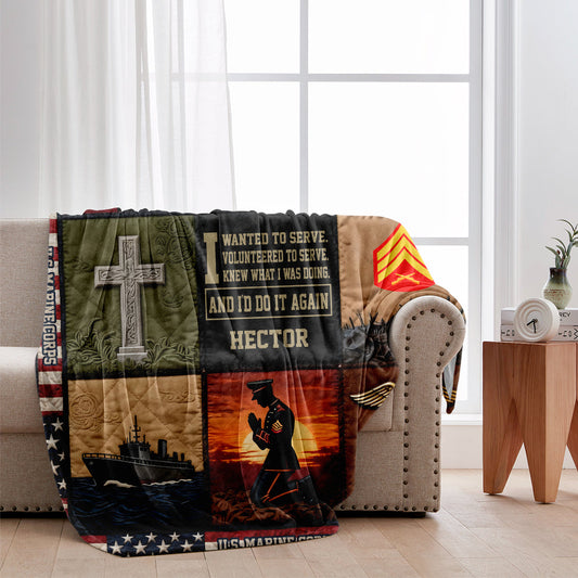 I Volunteered To Be A Marine - Personalized Veteran Blanket