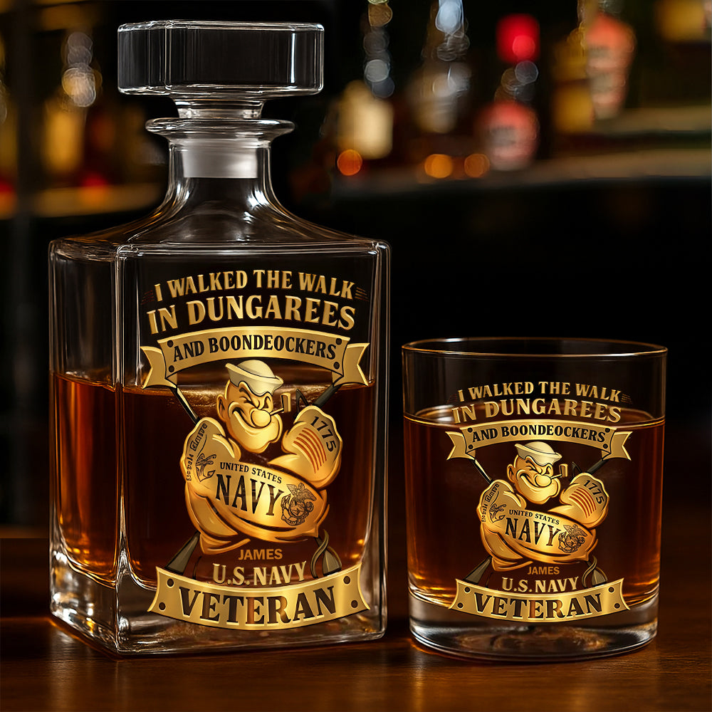 I Walked The Walk - Personalized Veteran Whiskey Decanter Set
