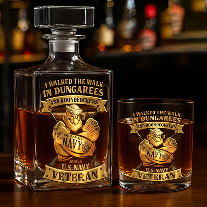 I Walked The Walk - Personalized Veteran Whiskey Decanter Set