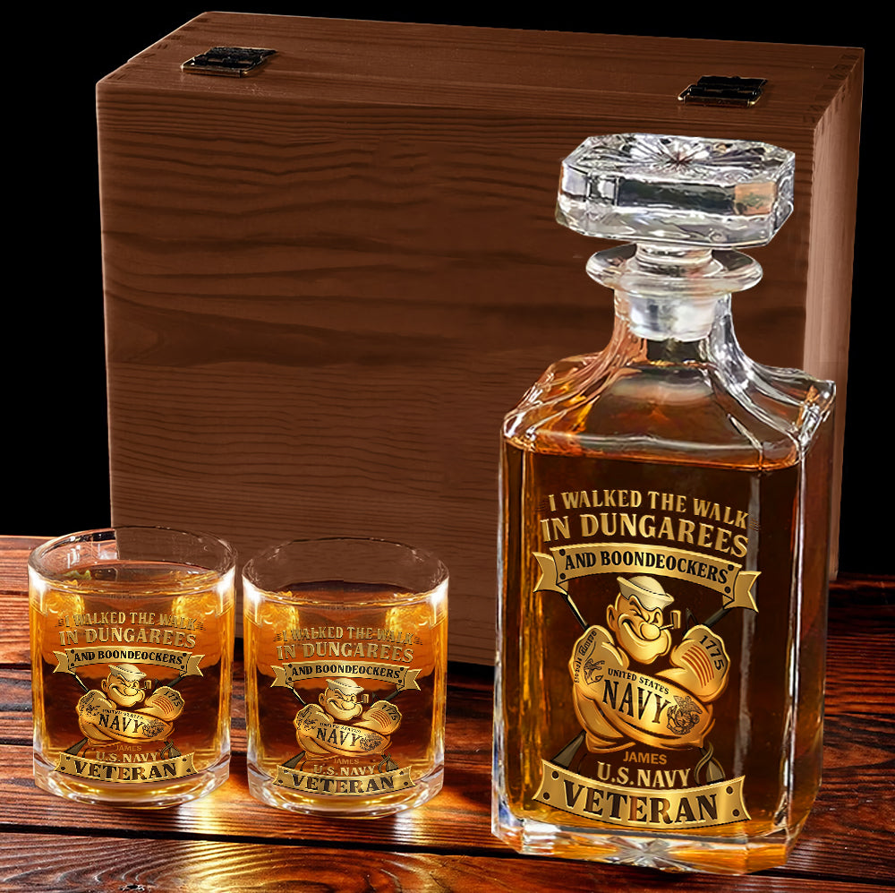 I Walked The Walk - Personalized Veteran Whiskey Decanter Set