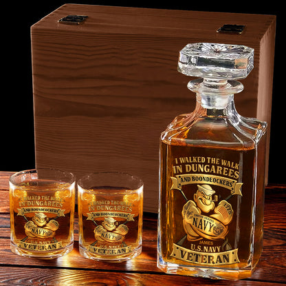 I Walked The Walk - Personalized Veteran Whiskey Decanter Set