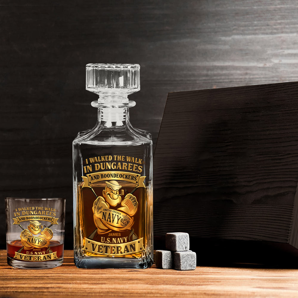 I Walked The Walk - Personalized Veteran Whiskey Decanter Set