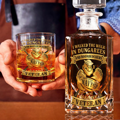I Walked The Walk - Personalized Veteran Whiskey Decanter Set