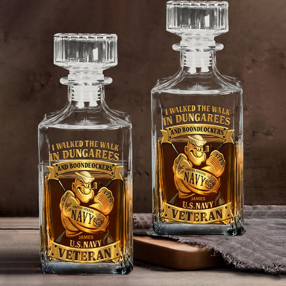 I Walked The Walk - Personalized Veteran Whiskey Decanter Set