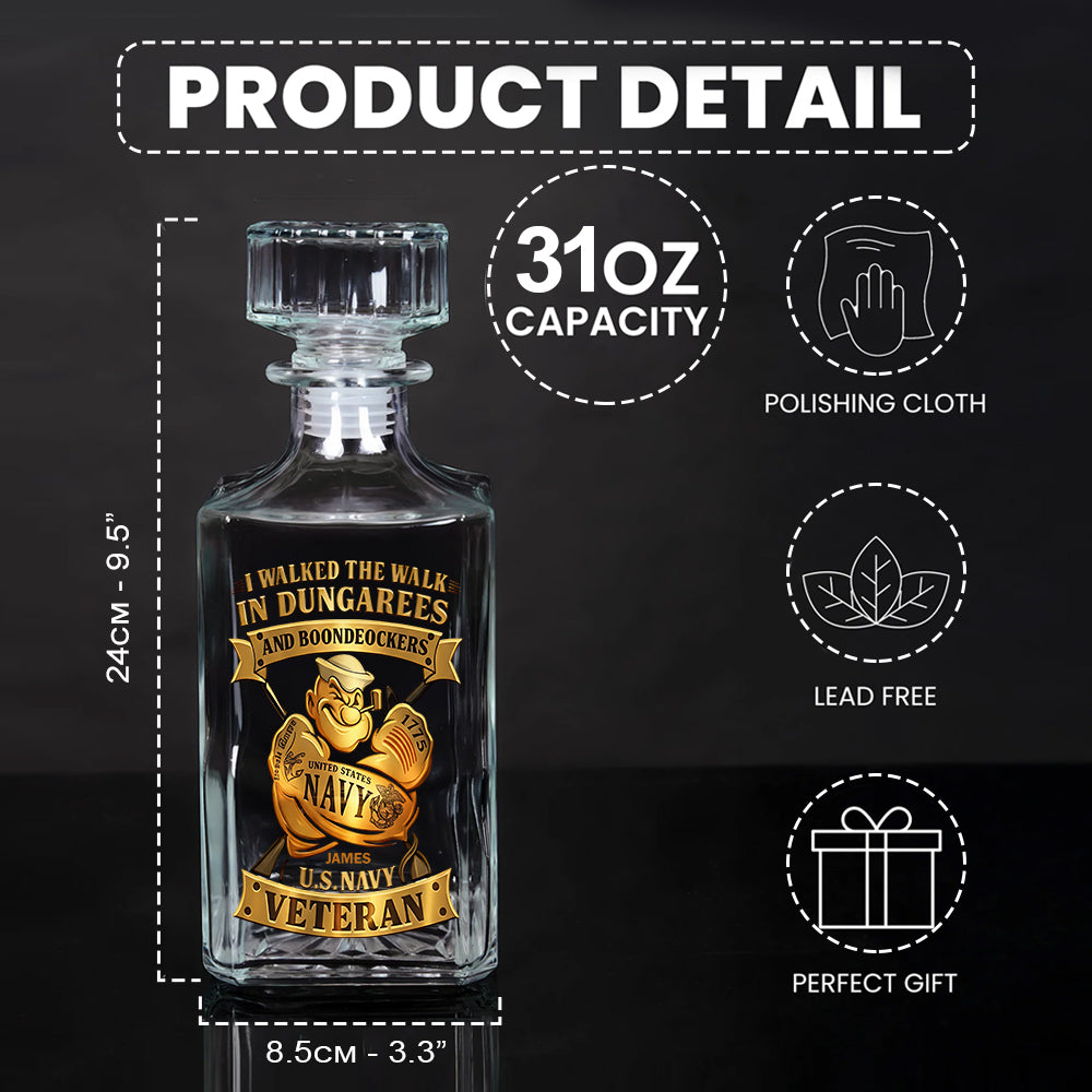 I Walked The Walk - Personalized Veteran Whiskey Decanter Set