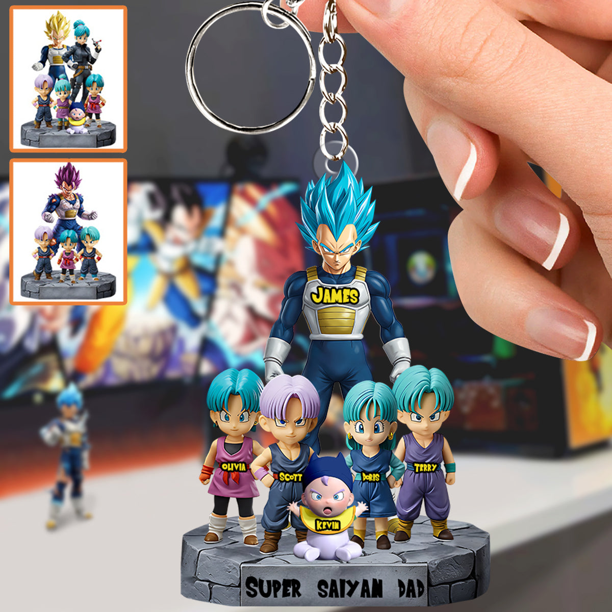 Brave Dad - Personalized Seven Balls Custom Shaped Keychain