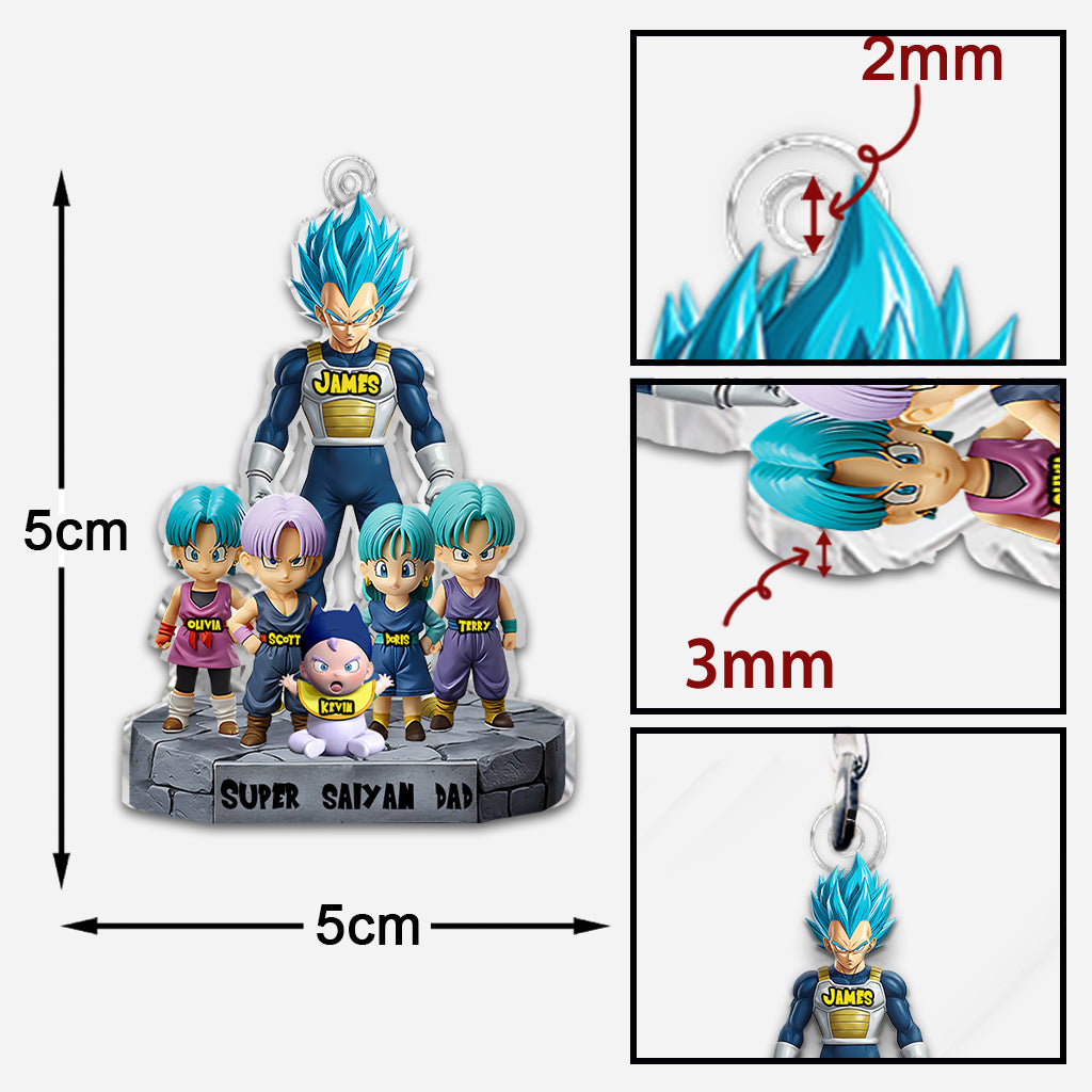 Brave Dad - Personalized Seven Balls Custom Shaped Keychain