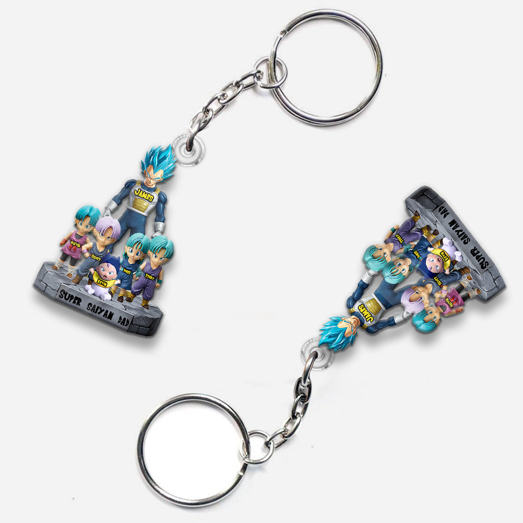 Brave Dad - Personalized Seven Balls Custom Shaped Keychain