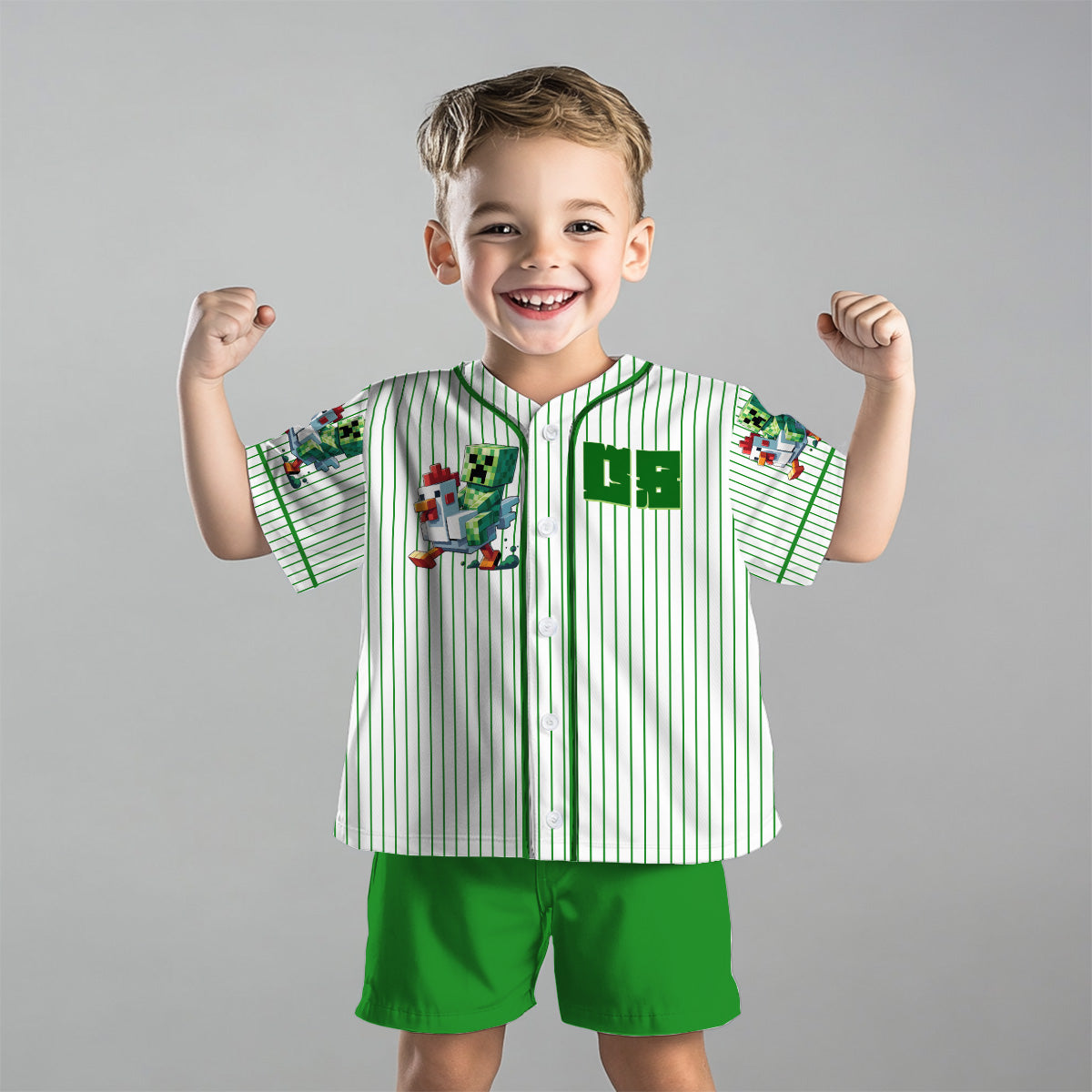 Chicken Jockey - Personalized Block World Kid Jersey Shirt & Shorts