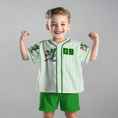 Chicken Jockey - Personalized Block World Kid Jersey Shirt & Shorts
