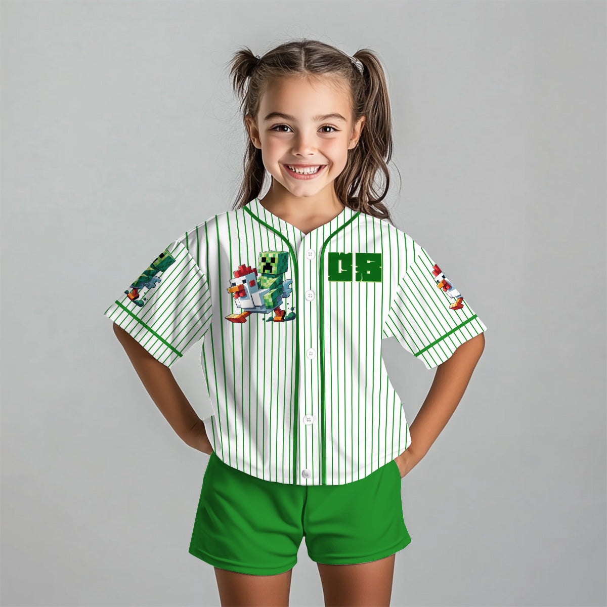 Chicken Jockey - Personalized Block World Kid Jersey Shirt & Shorts