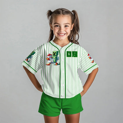 Chicken Jockey - Personalized Block World Kid Jersey Shirt & Shorts