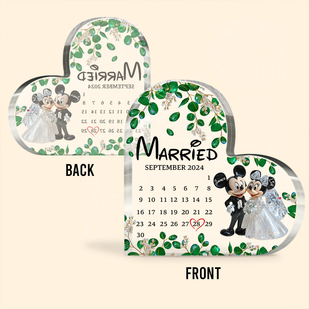 Cute Mouse Couple Married Calendar - Personalized Mouse Custom Shaped Acrylic Plaque