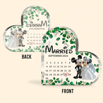 Cute Mouse Couple Married Calendar - Personalized Mouse Custom Shaped Acrylic Plaque
