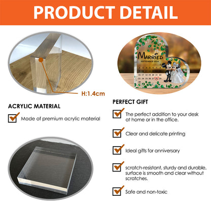 Cute Mouse Couple Married Calendar - Personalized Mouse Custom Shaped Acrylic Plaque