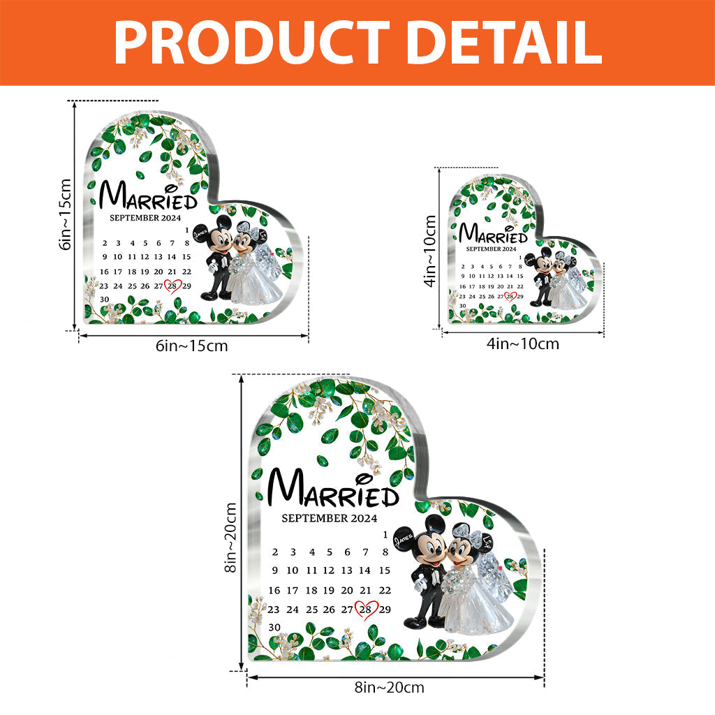 Cute Mouse Couple Married Calendar - Personalized Mouse Custom Shaped Acrylic Plaque