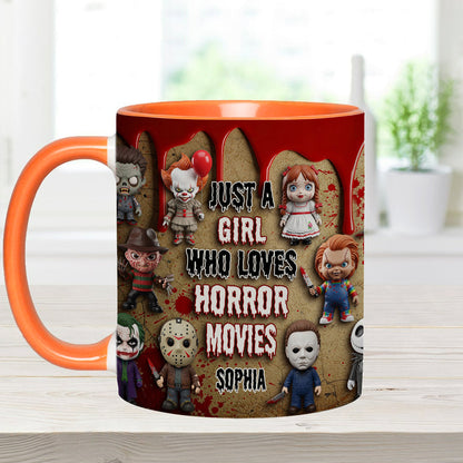 Just A Girl Who Loves Horror Movies - Personalized Accent Mug