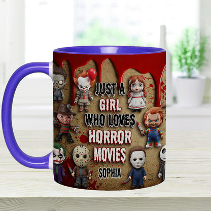 Just A Girl Who Loves Horror Movies - Personalized Accent Mug