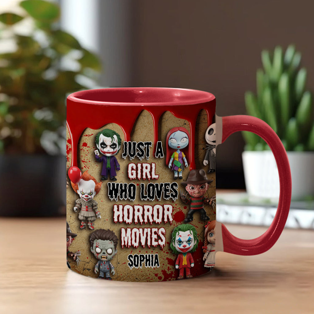 Just A Girl Who Loves Horror Movies - Personalized Accent Mug