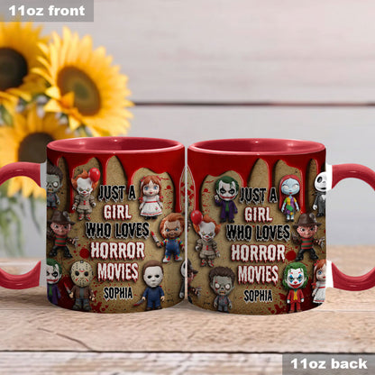 Just A Girl Who Loves Horror Movies - Personalized Accent Mug