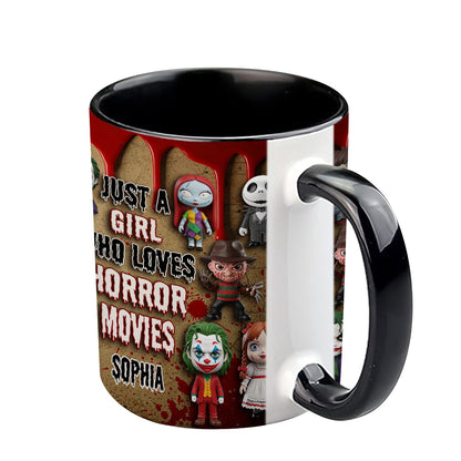 Just A Girl Who Loves Horror Movies - Personalized Accent Mug