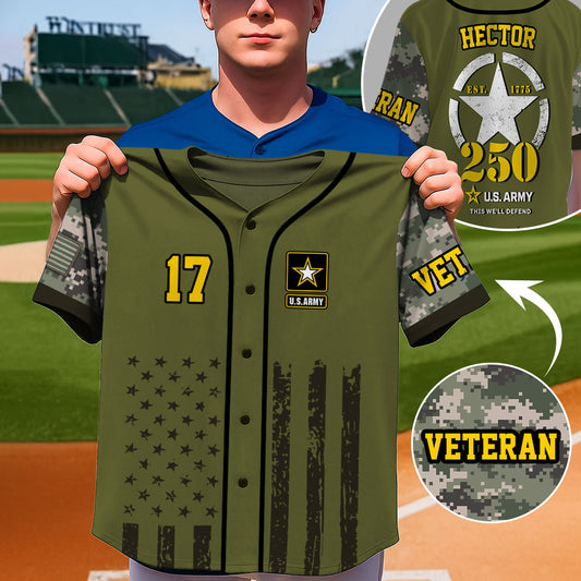 This We'll Defend - Personalized Veteran Baseball Jersey