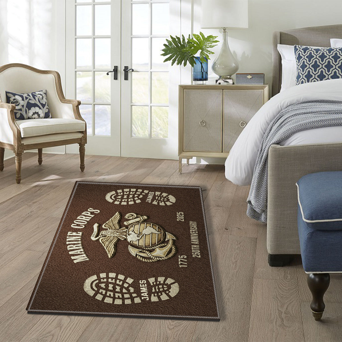 250th Anniversary - Personalized Veteran Non-Slip Tufted Rug