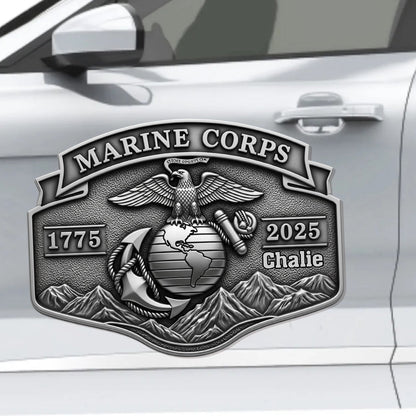 USMC 250th Anniversary - Personalized Veteran Car Magnet