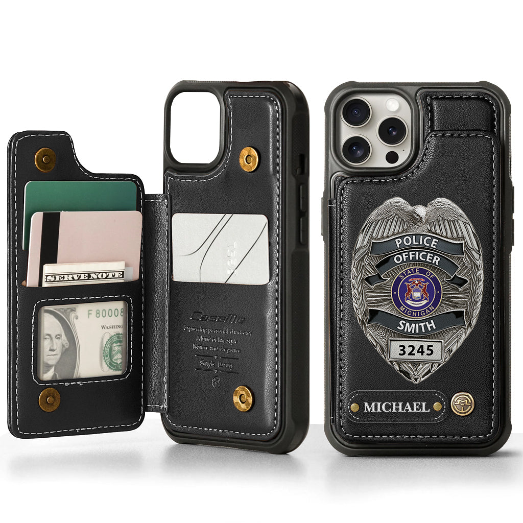 Serve And Protect - Personalized Police Officer Wallet Phone Case