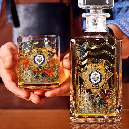 Serve And Protect - Personalized Police Officer Whiskey Decanter Set