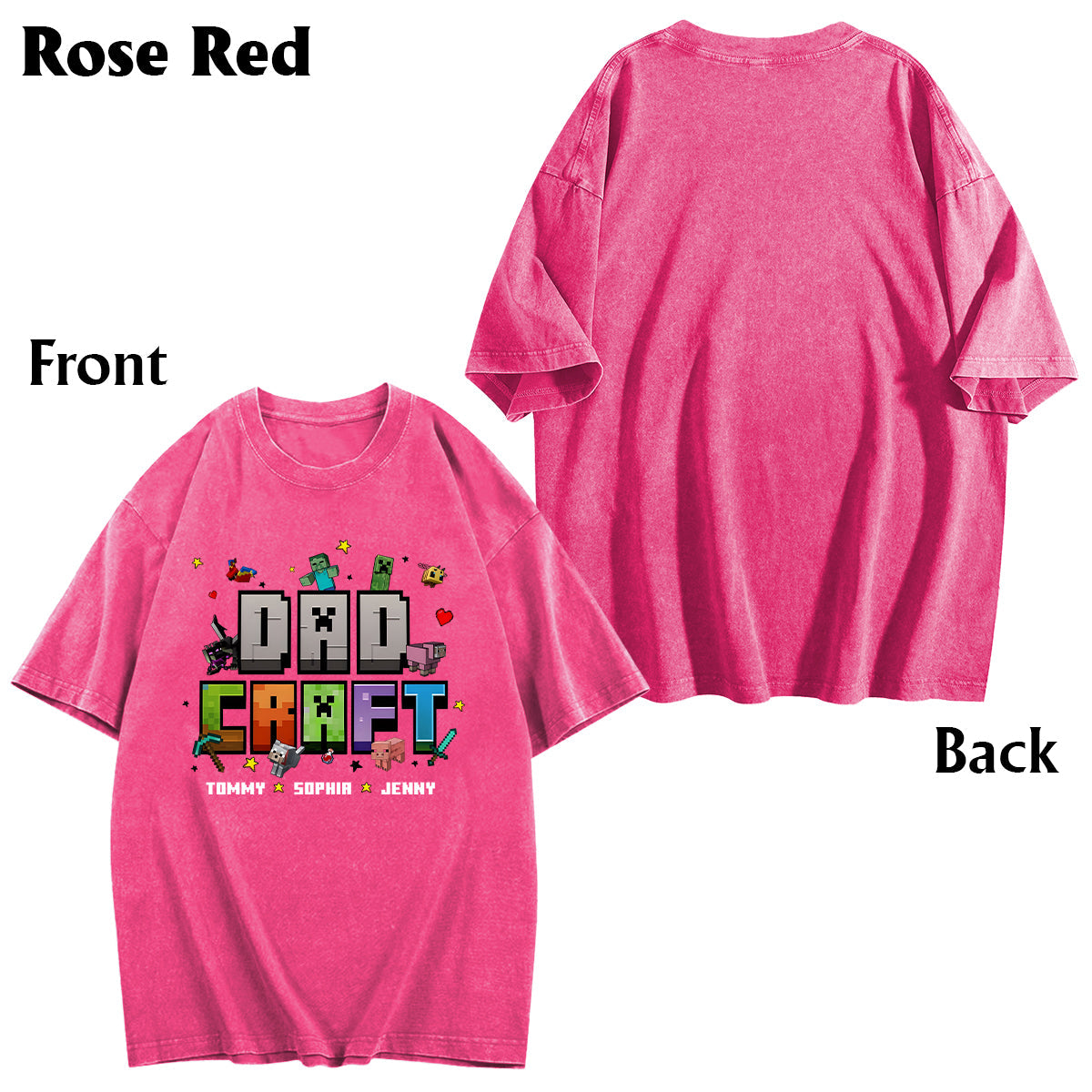Father's Day Gift For Gamer Dadcraft - Personalized Block World Wash T-Shirt