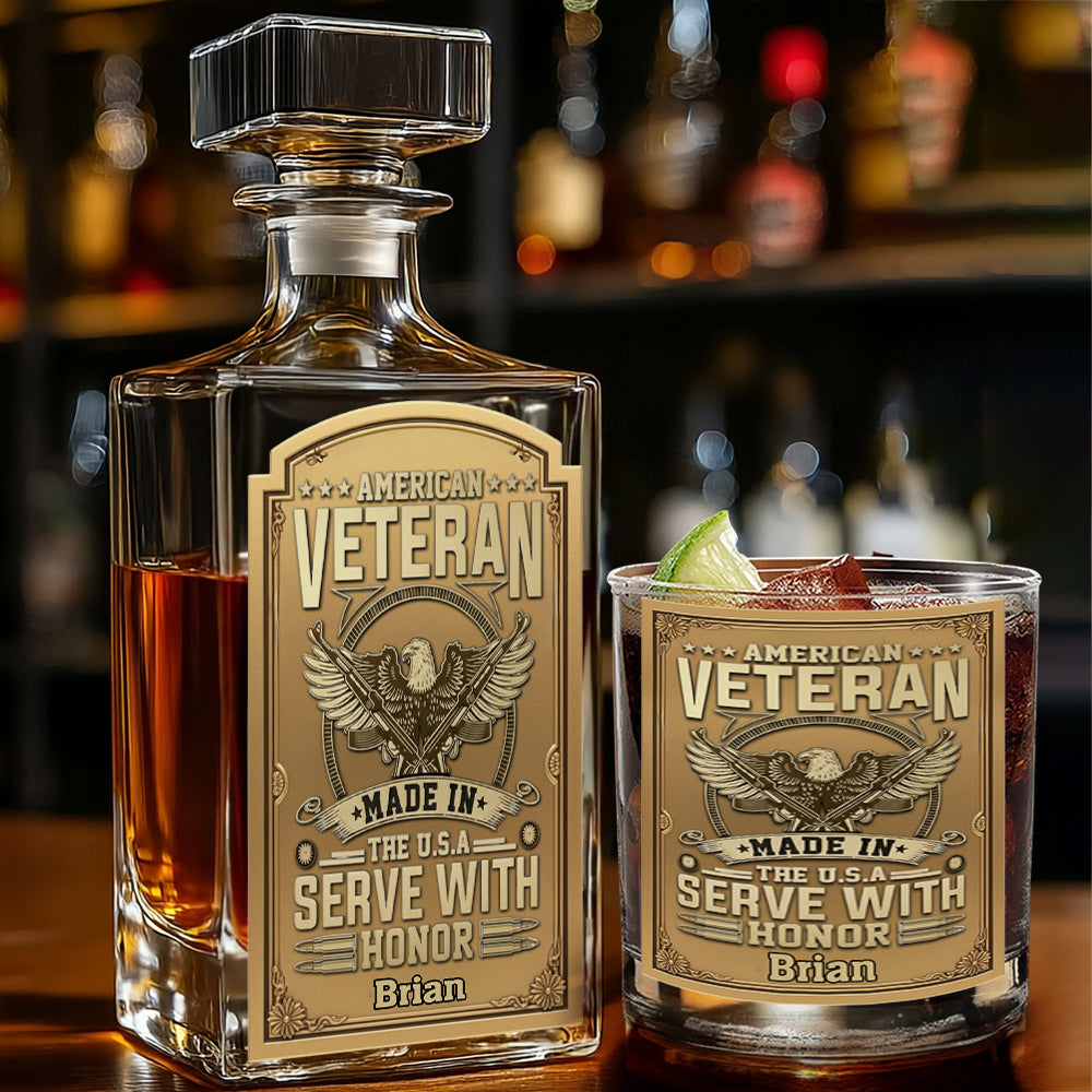 Veteran Whiskey Bottle - Personalized Veteran Whiskey Decanter Set