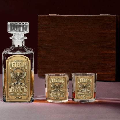 Veteran Whiskey Bottle - Personalized Veteran Whiskey Decanter Set